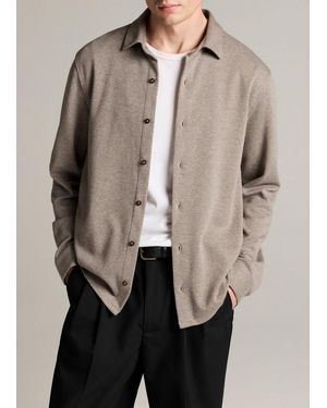 Vince Herringbone Cotton-Blend Button-Front Shirt - Natural