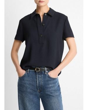 Vince Crepe Polo Shirt - Blue