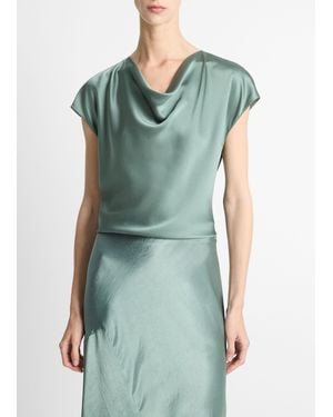 Vince Cowl Neck Silk Blouse - Green