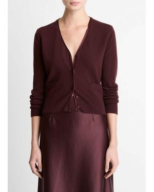 Vince Satin-Trim Wool & Cashmere-Blend Cardigan - Purple
