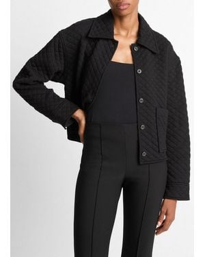 Vince Quilted Cotton-Blend Collared Jacket - Black