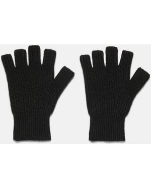 Vince Plush Cashmere Rib-Knit Fingerless Glove - Black