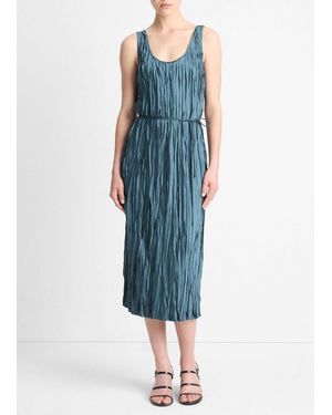 Vince Crushed Bias Tank Dress - Blue