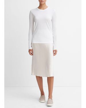 Vince Essential Long Sleeve Crew Neck T-shirt, Optic White, Size Xl