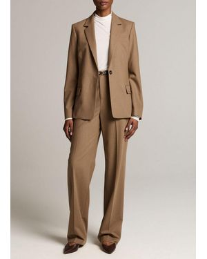 Vince Elsa Fine Suiting High-Rise Straight-Leg Trouser - Natural