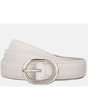 Vince 20Mm Stitched Lizard-Embossed Leather Belt - White