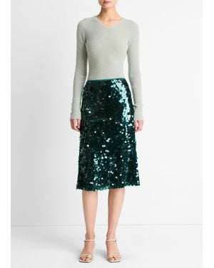 Vince Paillette Bias Skirt - Green