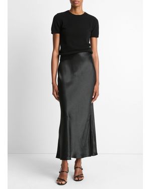 Vince Satin Side-Slit Slip Skirt - White