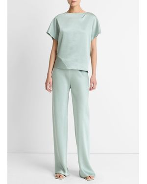 Vince Colette High-Rise Fluid Satin Bias Pant - Blue