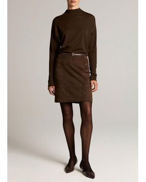 Vince Suede High-Waist Knee Skirt - Natural