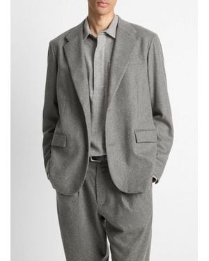 Vince Italian Wool-Blend Flannel Blazer - Grey