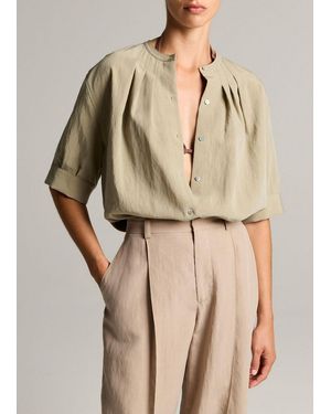 Vince Gathered A-Line Button-Front Shirt - Natural