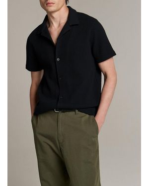 Vince Macro-Waffle Cotton-Blend Cabana Shirt - Black