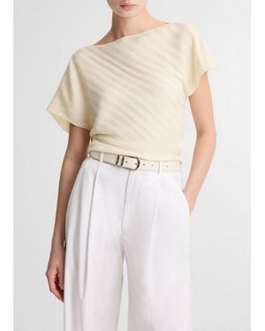 Vince Diagonal Pleated Top - White