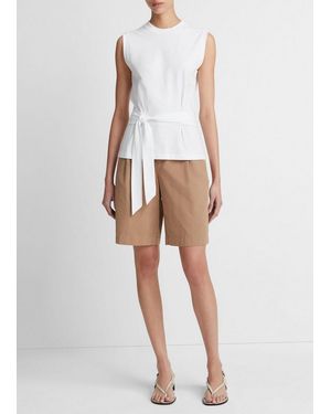 Vince Cotton Sleeveless Wrap Top, Optic White, Size L