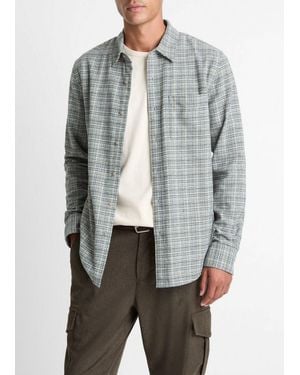 Vince Highclere Plaid Cotton Button-Front Shirt - Grey