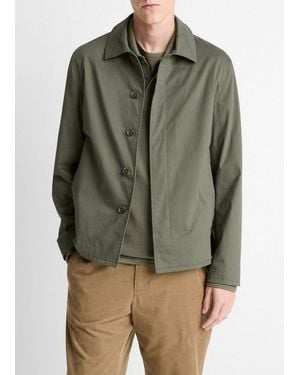 Vince Italian Peached Stretch-Cotton Jacket - Green