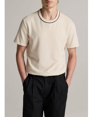 Vince Tipped Pima Cotton Piqué T-Shirt - Natural