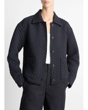 Vince Quilted Cotton-Blend Collared Jacket - Blue
