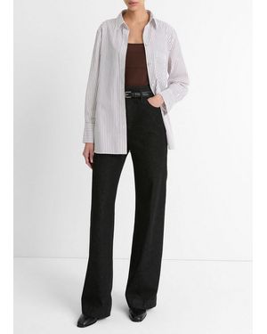 Vince Striped Cotton Relaxed Straight Shirt - White
