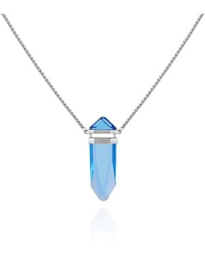 Vince Camuto Silvertone Crystal-Shape Stone Pendant Long Necklace - Blue