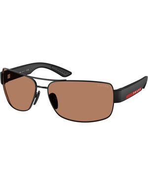 Prada Linea Rossa Ps B52S 1Bo20D Sunglasses Metal Geometric Normal - Black