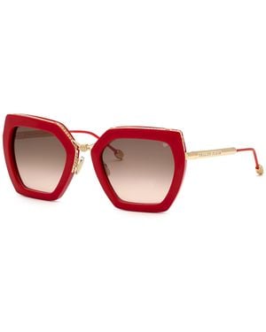 Philipp Plein Spp097S Plein Queen 06Y6 Sunglasses Metal Squared Normal Shaded