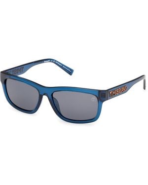 Timberland Tb00080 90D Sunglasses Injected Smoke Squared Polarized - Blue