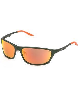 Fila Sfid68 F91A Sunglasses Metal Squared Water Repellent Mirrored - Black