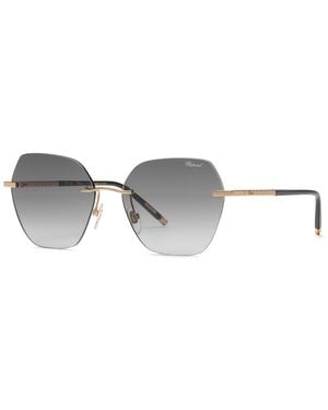 Chopard Schl88M 300 Sunglasses Metal Smoke Squared Anti-Glare Nuanced - Black