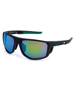 Fila Sfib13 U28V Sunglasses Injected Geometric Water Repellent Mirrored - Black
