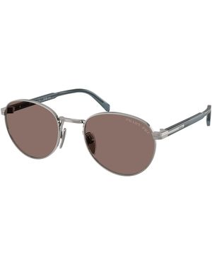 Prada Pr B51S 5Av05C Sunglasses Metal Round Polarized - Black