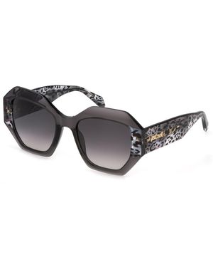 Just Cavalli Sjc100V 819 Sunglasses Acetate Smoke Geometric Normal Shaded - Black