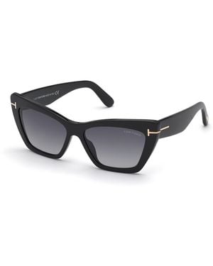 Tom Ford Ft0871 Wyatt 01B Sunglasses Acetate Cat Eye Normal Shaded - Black
