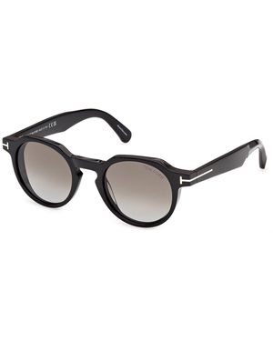 Tom Ford Ft1358 Thomas-02 01K Sunglasses Acetate Roviex Round Normal - Black