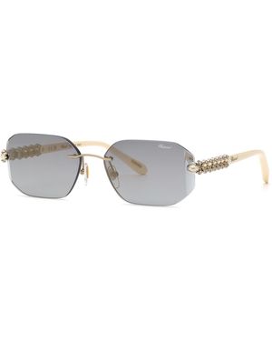 Chopard Schm51S 594G Sunglasses Metal Smoke Geometric Anti-Glare - Black