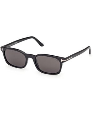 Tom Ford Ft1300 Miles-02 01A Sunglasses Acetate Smoke Squared Normal - Black