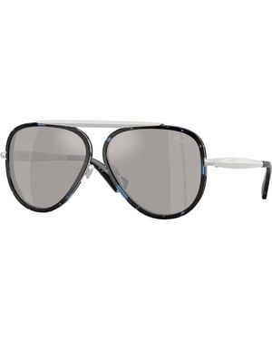 Burberry Be3176 10056G Sunglasses Metal Pilot Mirror - Black