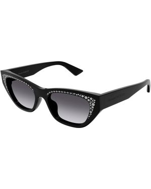 McQueen Am0465S 001 Sunglasses Acetate Cat Eye - Black