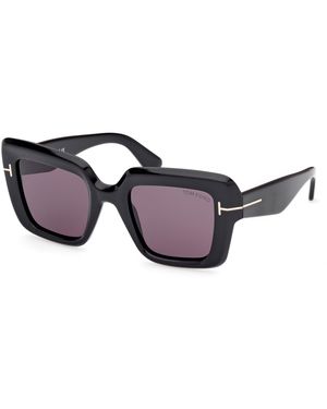 Tom Ford Ft1157 Esme 01A Sunglasses Acetate Smoke Squared Normal - Black