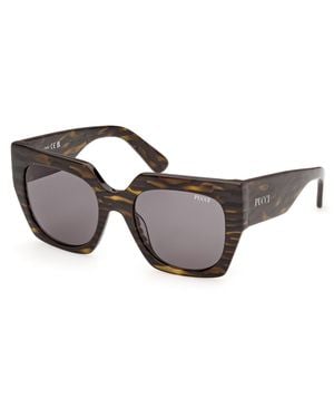 PUCCI Ep0262 56A Sunglasses Acetate Smoke Geometric Normal - Black
