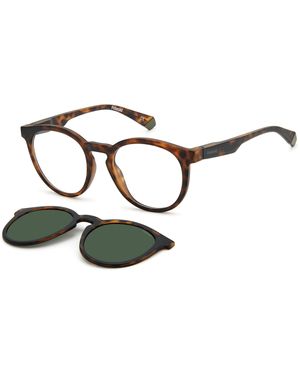 Polaroid Pld 2132/Cs N9P/Uc Sunglasses Plastic Round Polarized Clip-On - Black