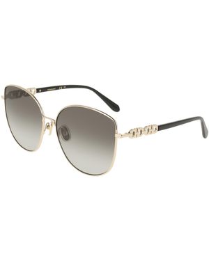 Ferragamo Sf339S 738 Sunglasses Metal Squared Normal - Black
