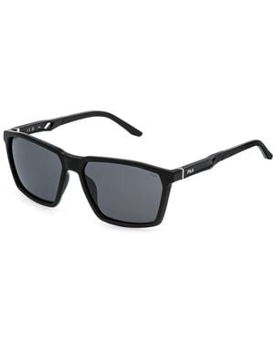 Fila Sfia07 U28P Sunglasses Injected Smoke Geometric Polarized - Black