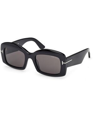 Tom Ford Ft1218 Venetia 01A Sunglasses Acetate Smoke Squared Normal - Black