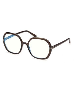 Tom Ford Ft5814-B 96 Optical Frames Injected Geometric Normal - Black