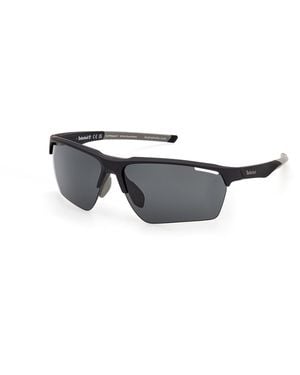Timberland Tb00068 02D Sunglasses Injected Smoke Squared Polarized - Black