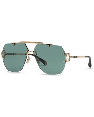 Philipp Plein Spp111 Plein Sleek 340 Sunglasses Metal Geometric Normal - Green