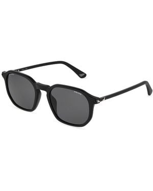 Police Splu69 Roadie 8 703P Sunglasses Acetate Smoke Geometric - Black