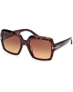 Tom Ford Ft1082 Kaya 52F Sunglasses Acetate Squared Normal Shaded - Black